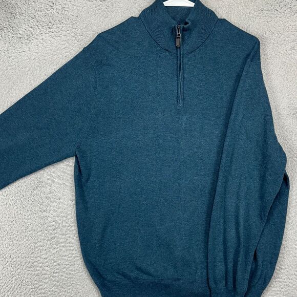Jos. A. Bank Pullover Sweater Mens XL Traveler Teal Quarter‎ Zip Pima Cotton NEW